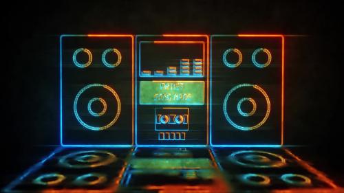 Radio Cassette Neon Music Visualizer - 14035408