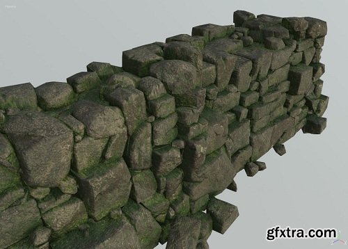 Low poly Stone Wall 3D Model