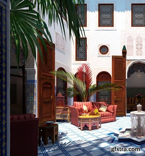 Oriental Style Interior Scene