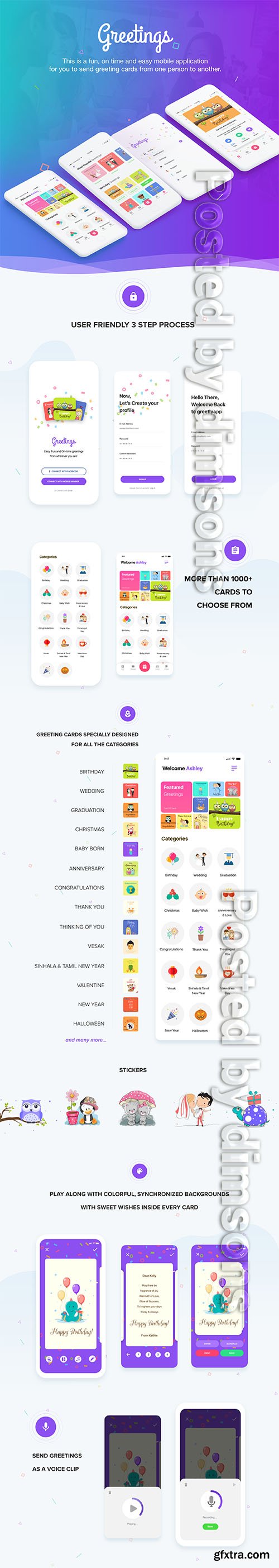 Greetings - Mobile Application UI Kit