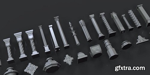 Collection Pillar Low-poly 3D model