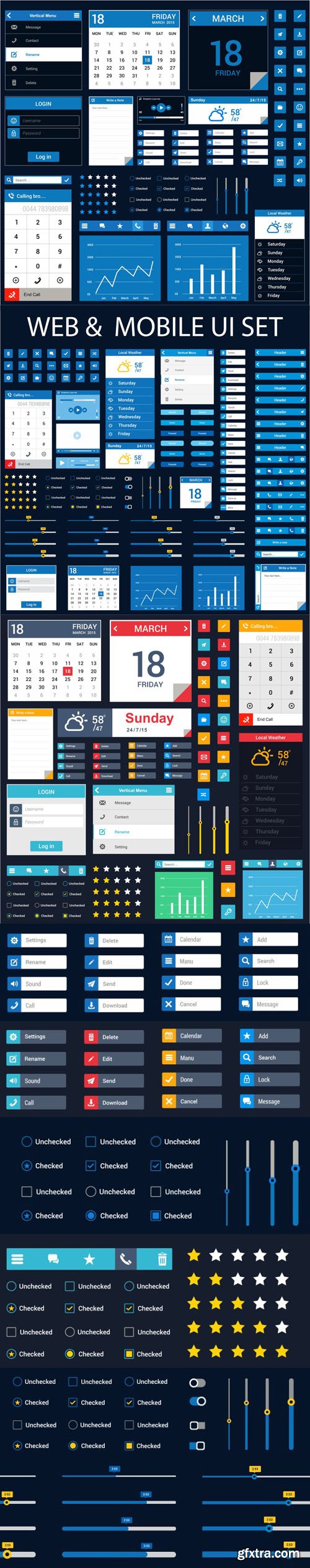 Web & Mobile UI KIT Vector Templates Collection