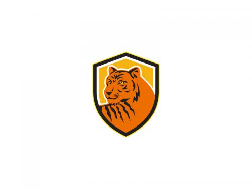 Tiger Head Front Crest Retro - tiger-head-front-crest-retro