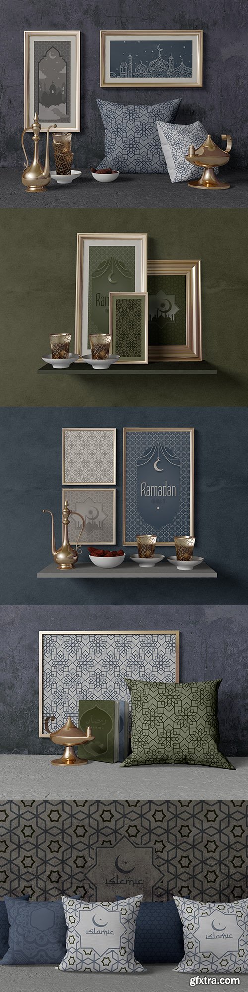 Ramadan composition with frame and cushions template 