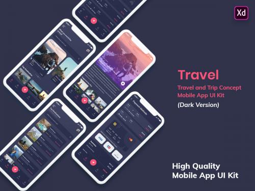 Tour & Travel Mobile App UI Kit Dark Version (XD) - tour-travel-mobile-app-ui-kit-dark-version-xd