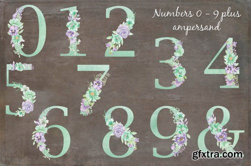 Violet and Mint Floral Alphabet