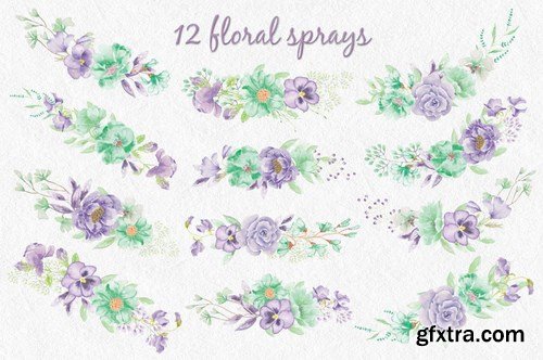 Violet and Mint Floral Alphabet