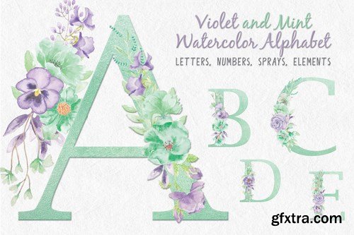 Violet and Mint Floral Alphabet