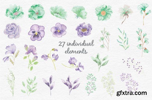 Violet and Mint Floral Alphabet