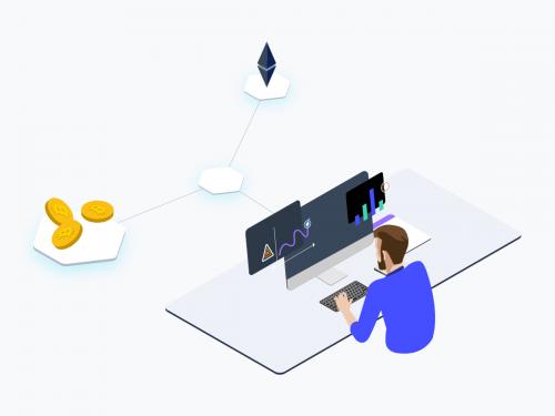 Trade Cryptocurrency Isometric Graphic - trade-cryptocurrency-isometric-graphic