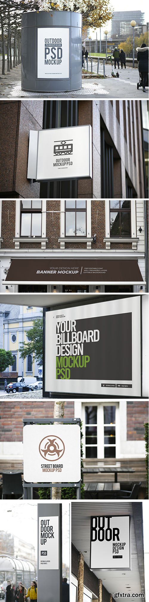 Outside Advertising Board PSD Mockup Set