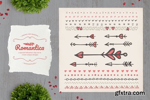 Romantica. Set of Borders and Arrows