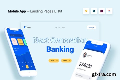 Mobile App Banking Landing Page Template UI Kit