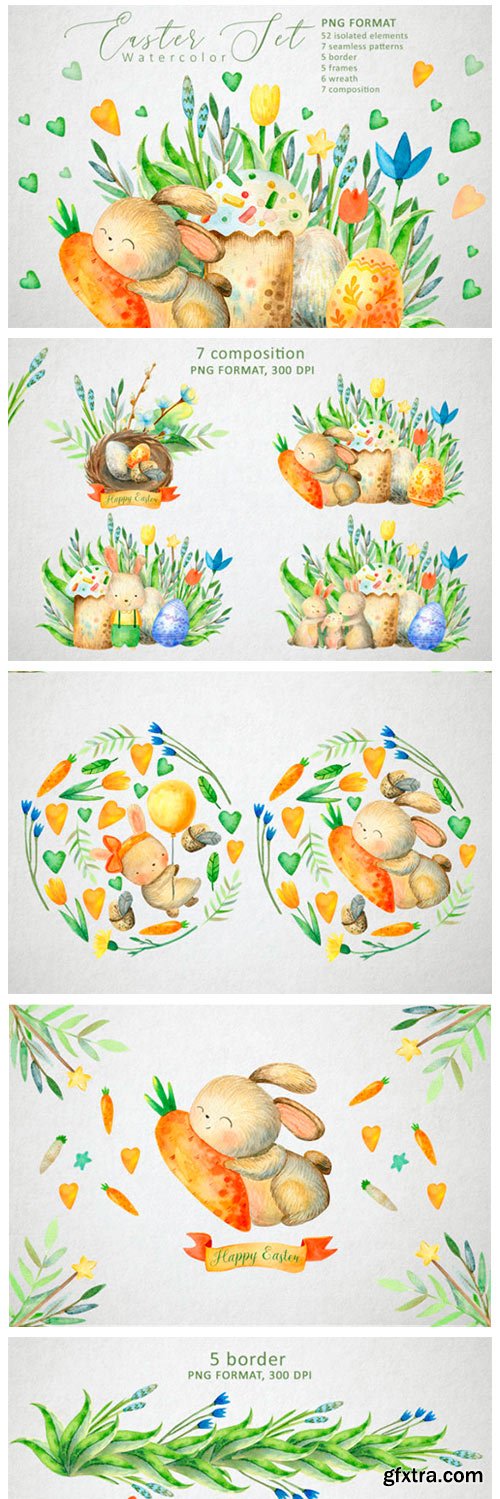 Happy Easter Watercolor Set 2766802