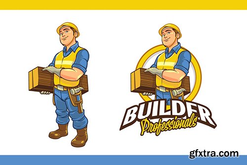 Friendly & Strong Construction Worker Mascot Logo