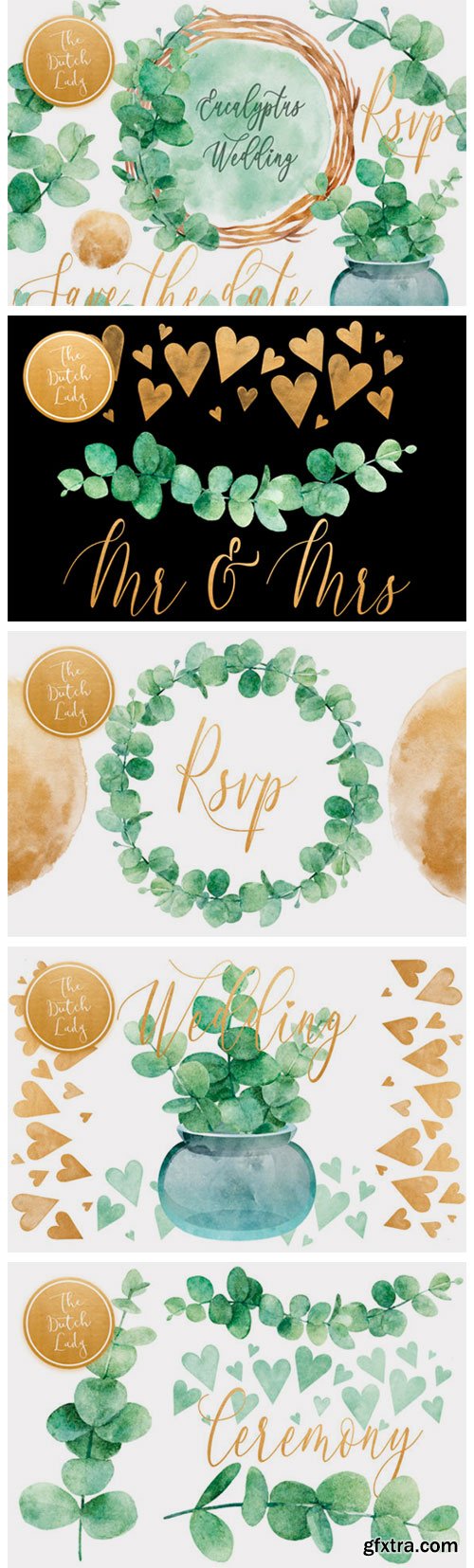 Eucalyptus Wedding Card Clipart Set 2769412