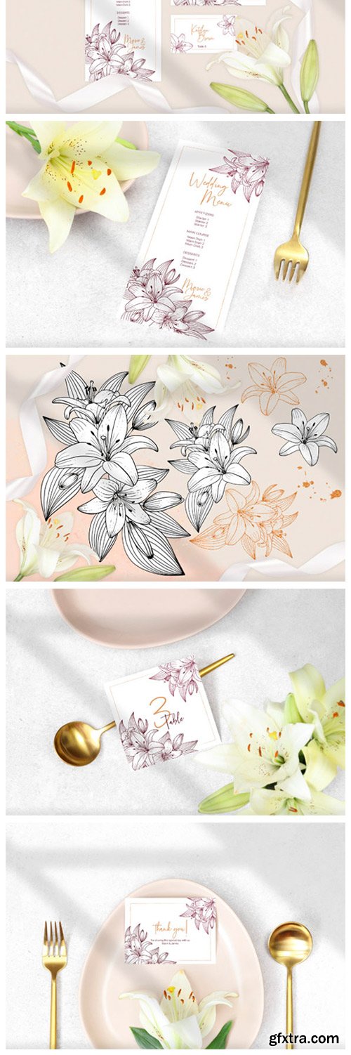 Lilies Wedding Invitation Template Cards 2769493