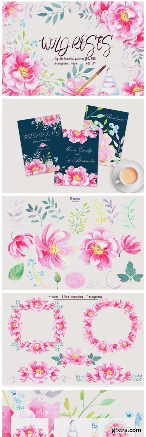 Watercolor Wild Roses Clip Art 2769193