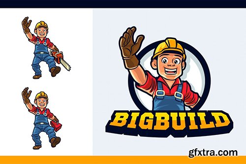 Cartoon Friendly Logger Mascot Character Logo