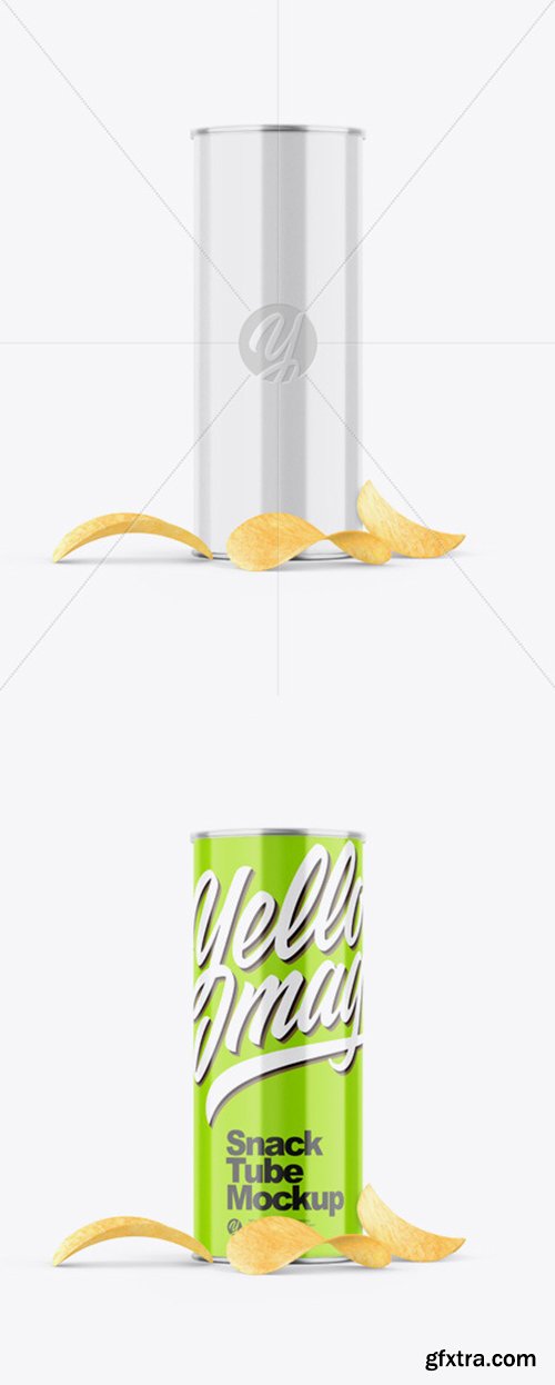 Glossy Snack Tube w/ Chips Mockup 52772