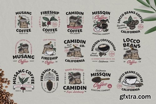 15 Coffee Vintage Badges