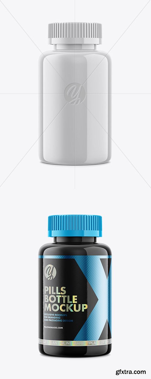 Glossy Plastic Pills Bottle Mockup 38923