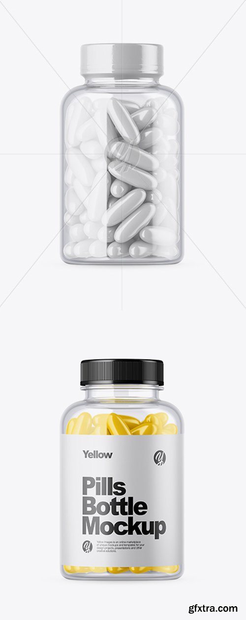 Clear Bottle with Pills Mockup 33892