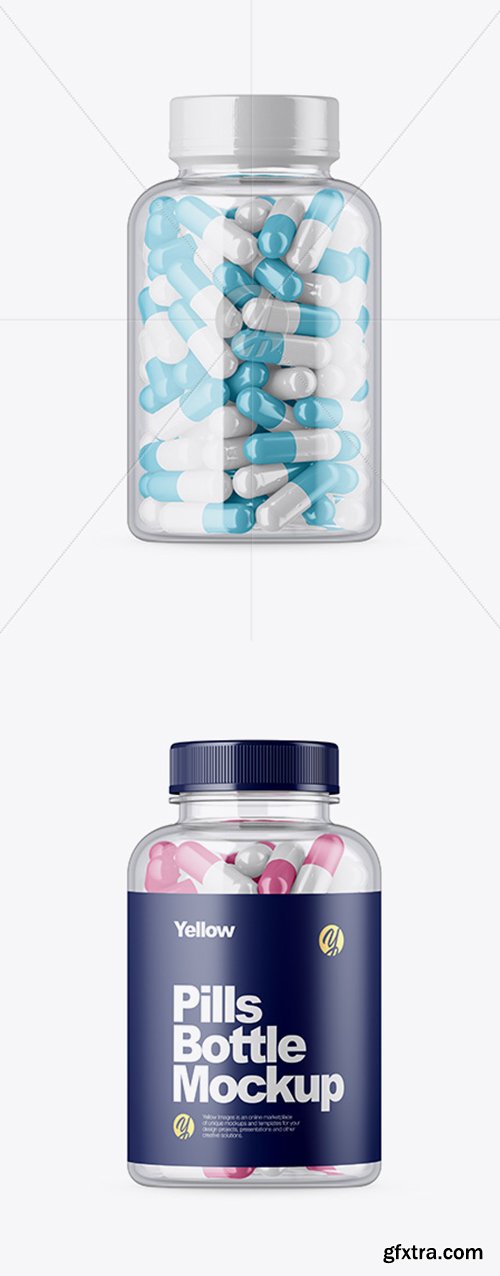 Clear Glass Pills Bottle Mockup 33334