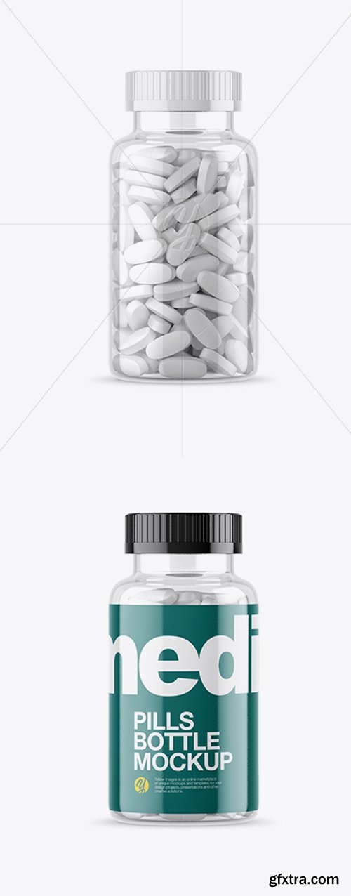 Clear Bottle With White Pills Mockup 23661