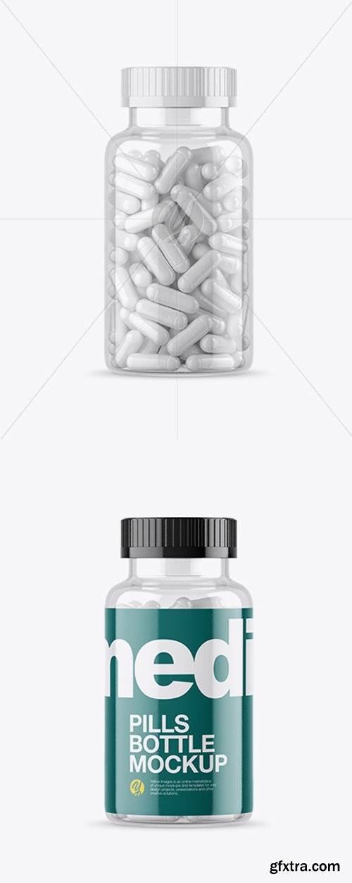 Clear Bottle With White Pills Mockup 21906