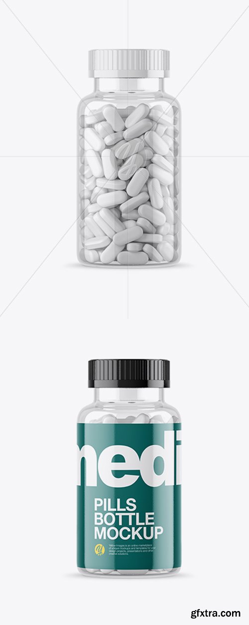 Clear Bottle With White Pills Mockup 21422