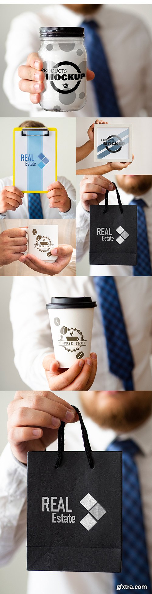 Man holds can and bag in his hand Mockup