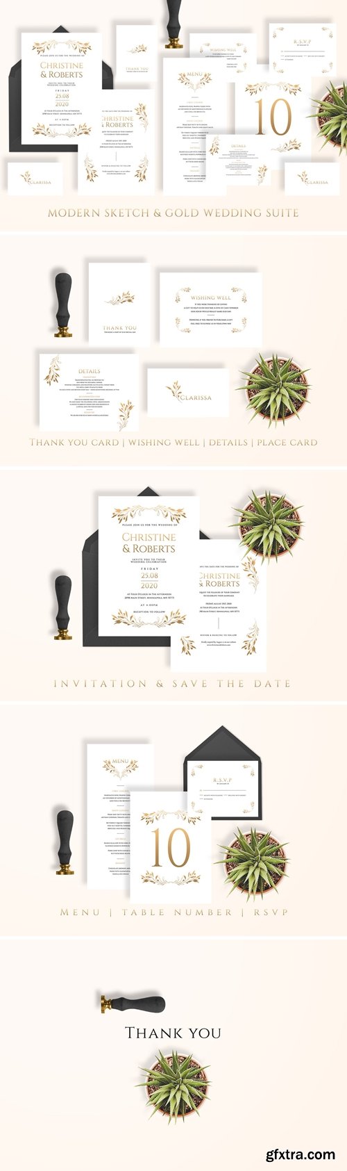 Modern Sketch & Gold Wedding Suite