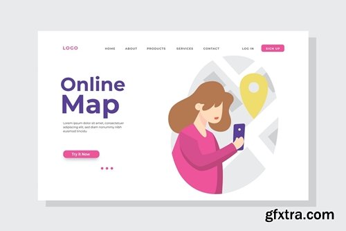 Online Map Landing Page Illustration