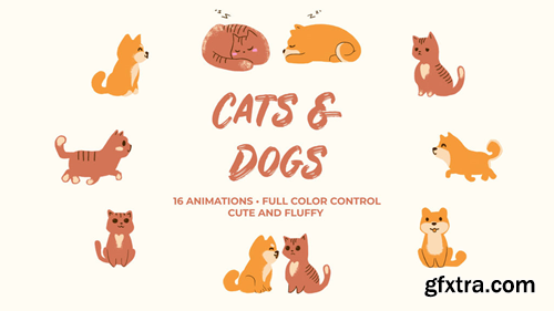 MotionElements Cats and Dogs. Hand Drawn Pack 12685091