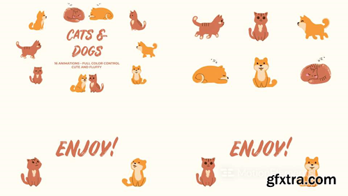 MotionElements Cats and Dogs. Hand Drawn Pack 12685091