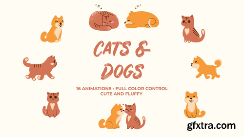 MotionElements Cats and Dogs. Hand Drawn Pack 12685091