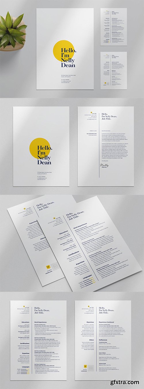 Resume Layout with Yellow Accents