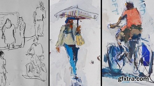 Sketching People In Action With Acrylics, Charcoal And Collage - Explore New Ideas!