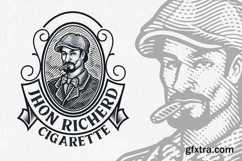 Cigarette Vintage Engraving Logo Template