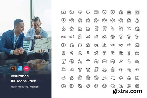 Insurance 100 Set Icons Pack