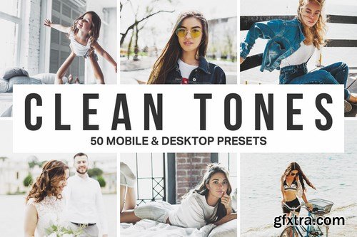 50 Clean Tones Lightroom Presets and LUTs