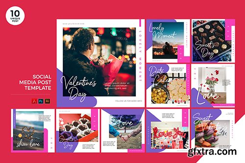 Sweet Valentine Social Media Kit PSD & AI