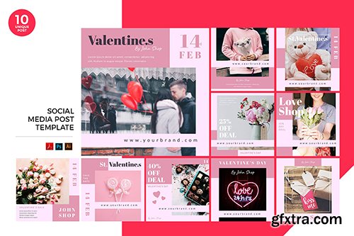 Valentine Day Sale Social Media Kit PSD & AI