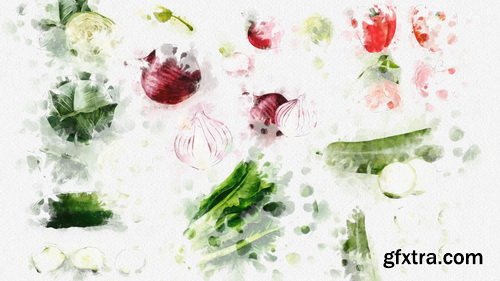 MotionElements - Watercolor Fruits And Vegetables - 12084110