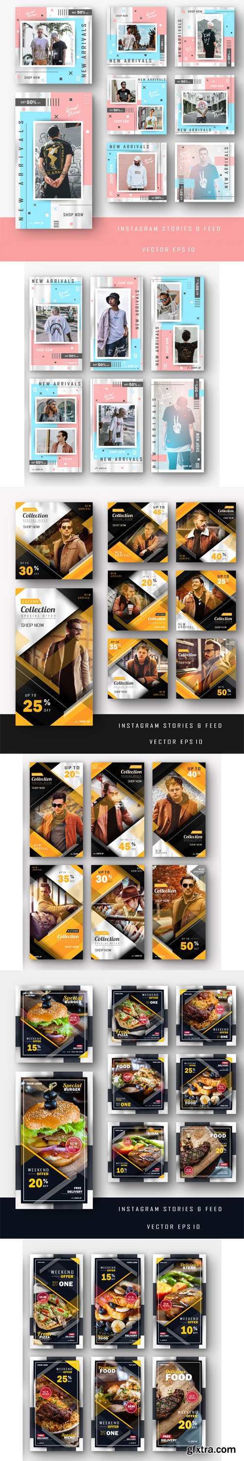 Instagram Stories & Feed Vector EPS Templates + Business Stationery