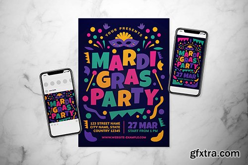 Mardi Gras Flyer Set