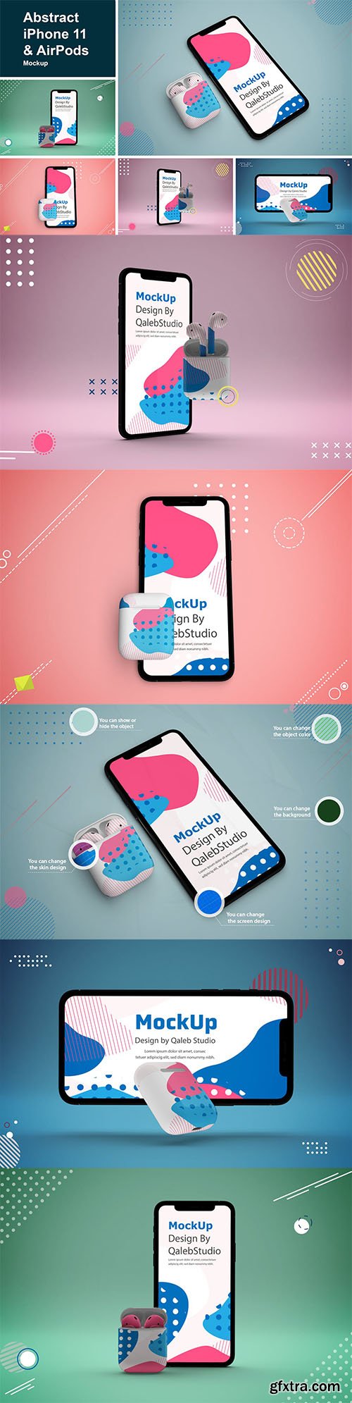 Abstract iPhone 11 & AirPods Mockup