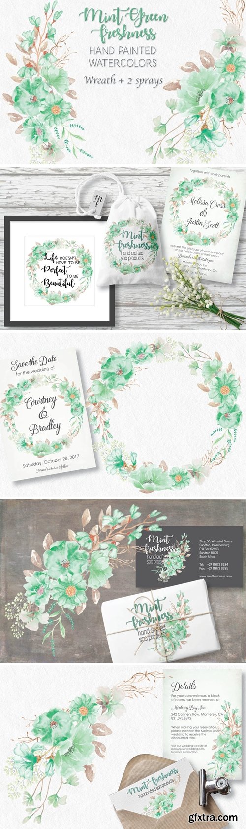 Mint Green Freshness: Wreath and Sprays