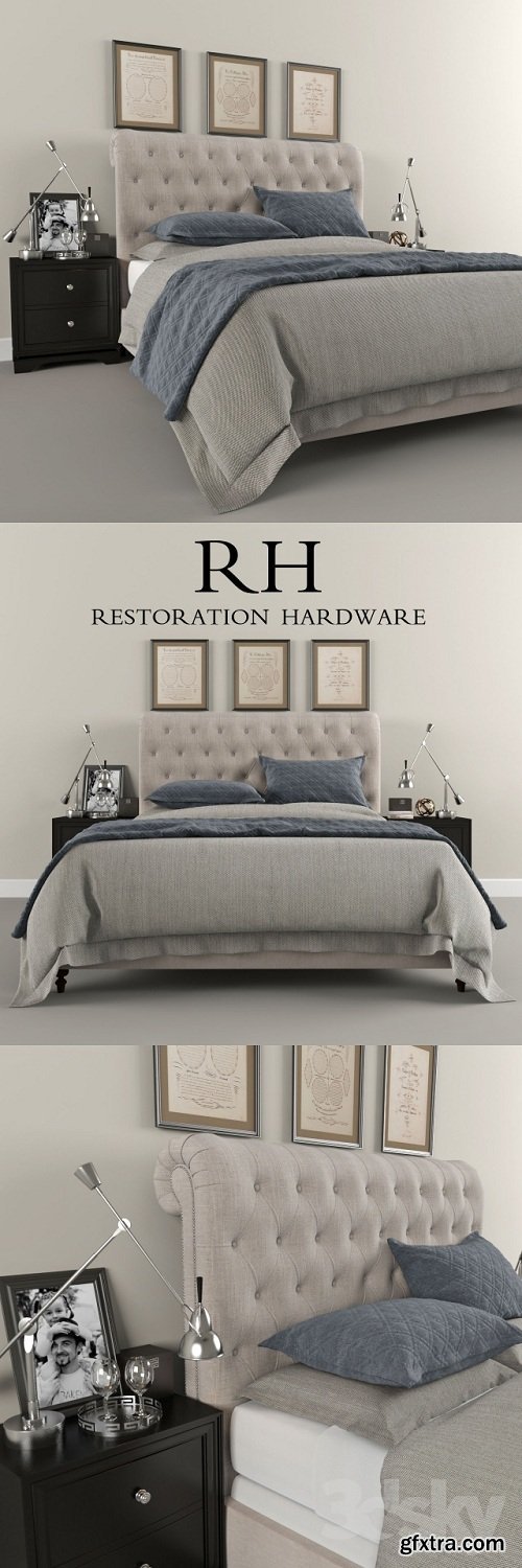 Restoration Hardware Sleigh Chesterfield Fabric bed